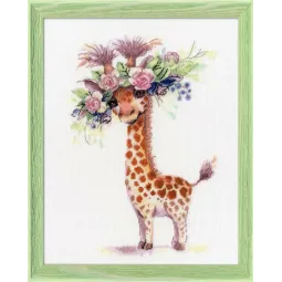 Cross stitch kit "Giraffe Rose" 12.3x18.5 cm S/VK073