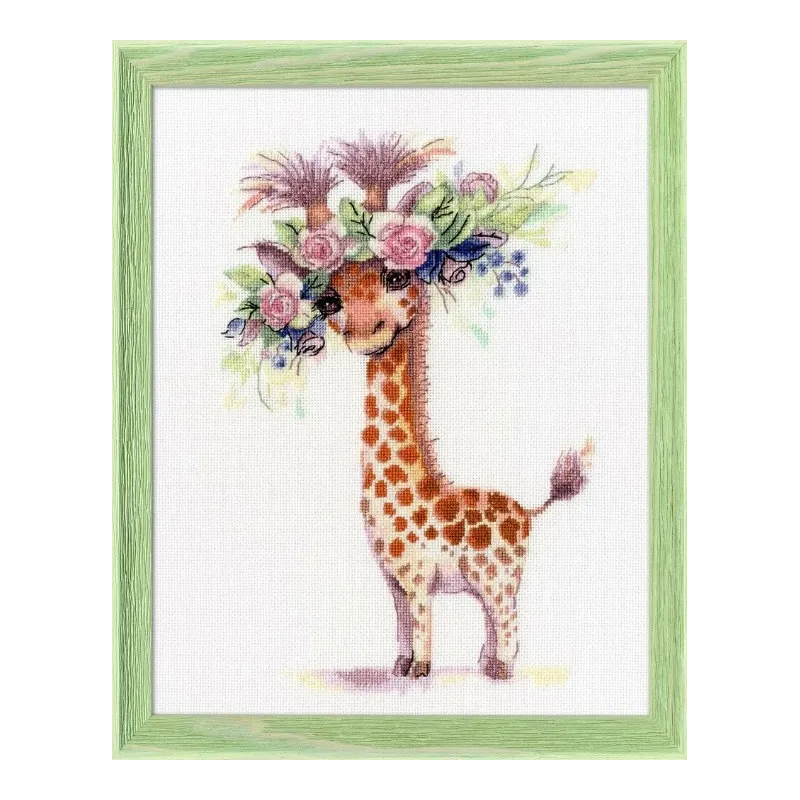 Cross stitch kit "Giraffe Rose" 12.3x18.5 cm S/VK073