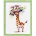 Kreuzstich-Set "Giraffe Rose" 12.3x18.5 cm S/VK073