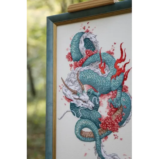 Counted cross stitch kit "Dragon and sakura" 20.3x36.2 cm S/MG026