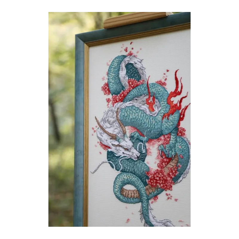 Counted cross stitch kit "Dragon and sakura" 20.3x36.2 cm S/MG026