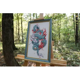 Gezählter Kreuzstich-Kit "Drache und Sakura" 20,3x36,2 cm S/MG026