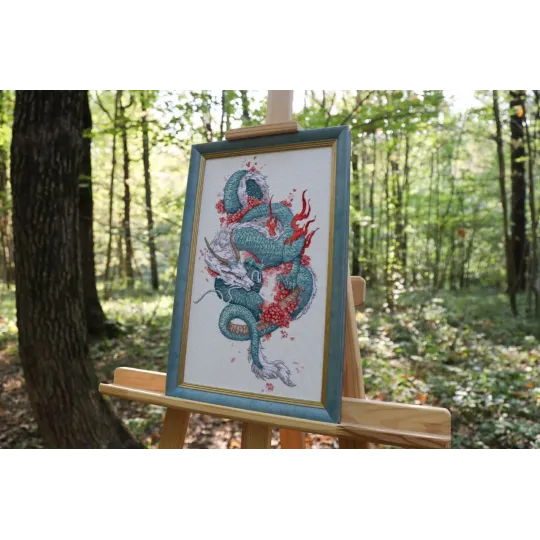 Counted cross stitch kit "Dragon and sakura" 20.3x36.2 cm S/MG026