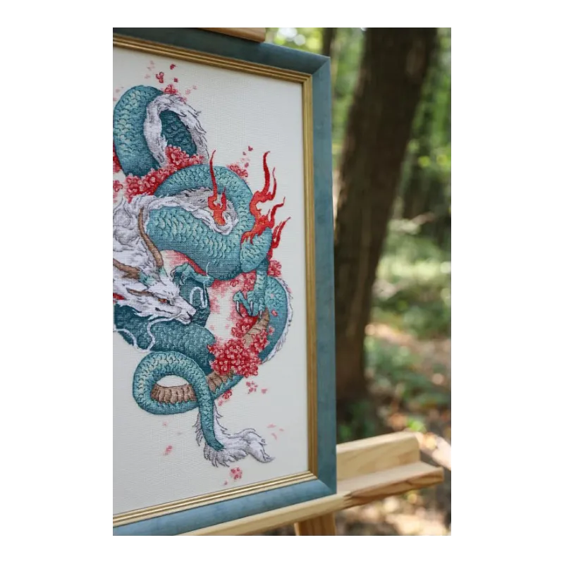 Counted cross stitch kit "Dragon and sakura" 20.3x36.2 cm S/MG026