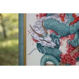 Skaičiuotos kryžiukų siuvinėjimo rinkinys "Drakonas ir sakura" 20,3x36,2 cm S/MG026