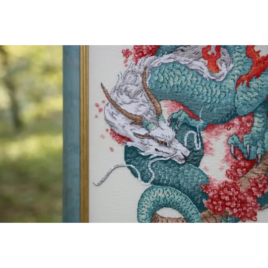 Counted cross stitch kit "Dragon and sakura" 20.3x36.2 cm S/MG026
