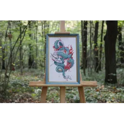 Counted cross stitch kit "Dragon and sakura" 20.3x36.2 cm S/MG026