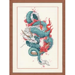 Counted cross stitch kit "Dragon and sakura" 20.3x36.2 cm S/MG026