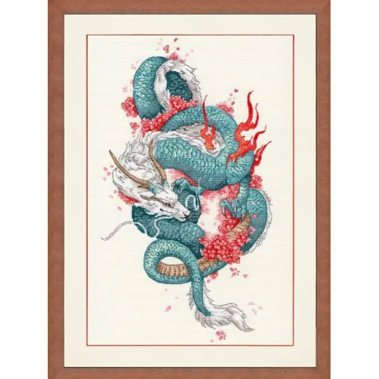 Counted cross stitch kit "Dragon and sakura" 20.3x36.2 cm S/MG026