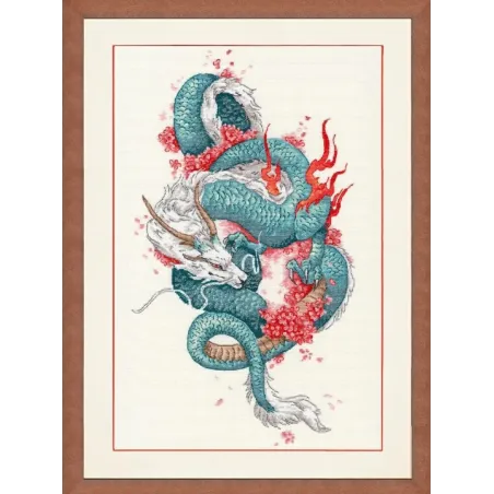 Gezählter Kreuzstich-Kit "Drache und Sakura" 20,3x36,2 cm S/MG026