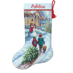 Набор для вышивания крестиком. Рождественский традиционный чулок 40,6 см D70-08995