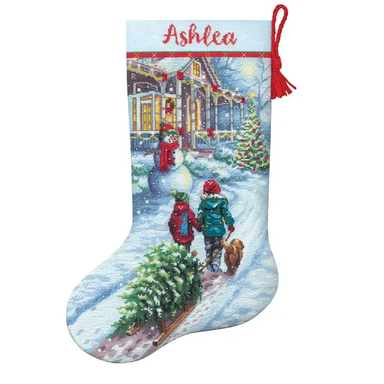 Kit de point de croix. Chaussette Tradition de Noël 40,6 cm D70-08995