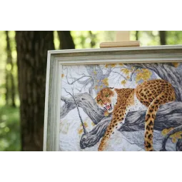 (C) Suskaičiuotas dygsnio kryželiu rinkinys „Leopardas ant medžio“ S/DZH047