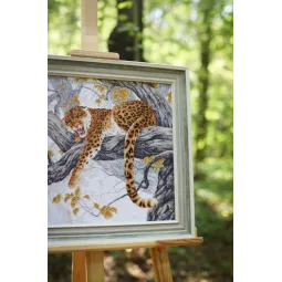 (C) Kit de point de croix compté "Léopard sur un arbre" S / DZH047