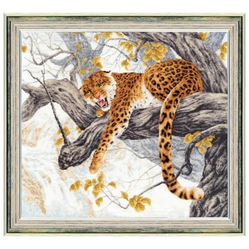 (C) Kreuzstich-Set mit Zählmuster „Leopard auf einem Baum“ S/DZH047