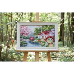 (C) Kreuzstich-Set „Blumenecke“ mit Zählmuster S/LP069