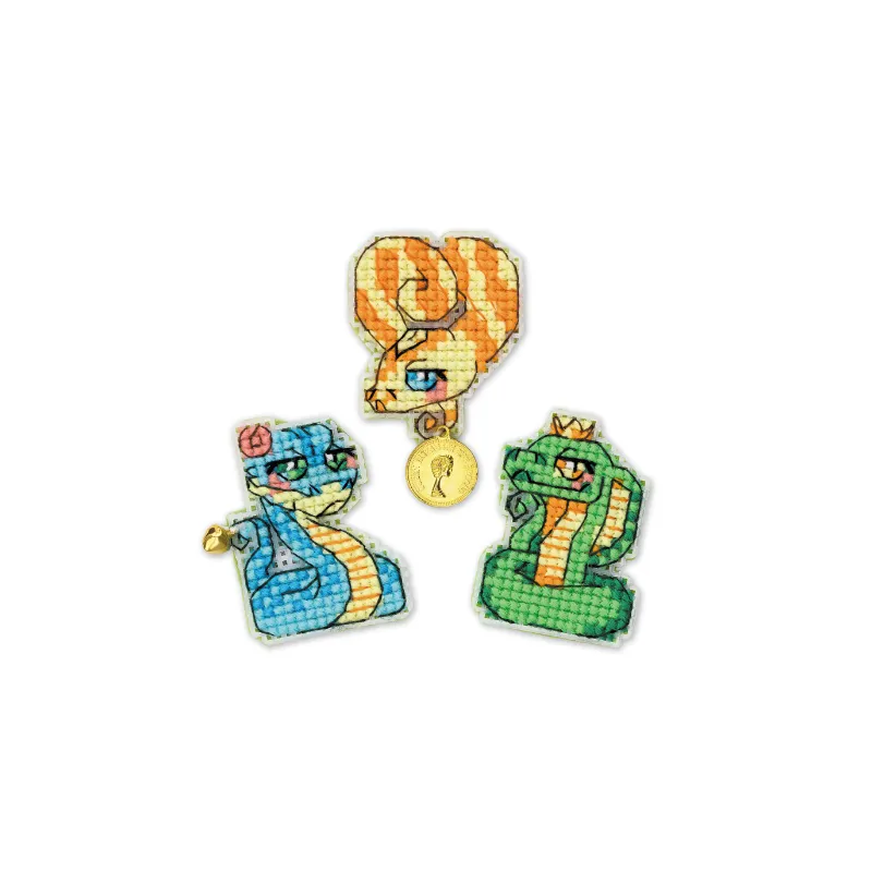 Kreuzstich-Set auf der Plastikleinwand mit Magneten (3er-Set) "Snakelets" 5x6,4x6,5x6 SR2219AC