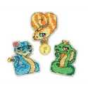 Cross stitch kit on the plastic canvas with magnets (set of 3) "Snakelets" 5x6,4x6,5x6 SR2219AC