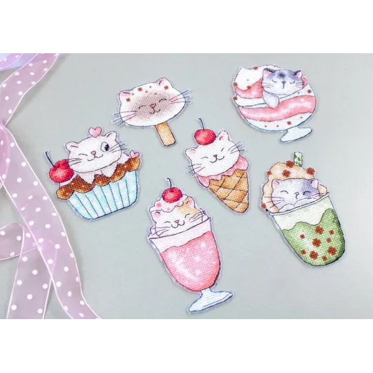 Kreuzstich-Set "Sommerkatzen" 6-teiliges Set je 10 x 7 cm SLETIL8089