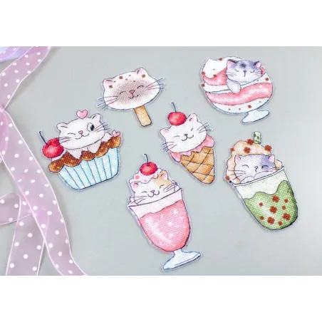 Kreuzstich-Set "Sommerkatzen" 6-teiliges Set je 10 x 7 cm SLETIL8089