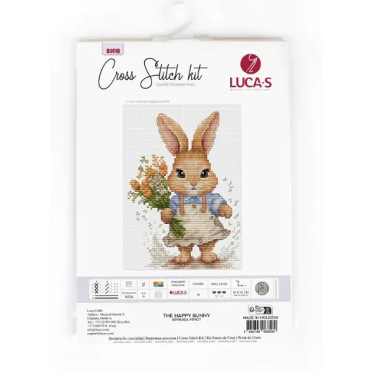 Kit au point de croix compté "Le lapin heureux" 10x14cm SB1410