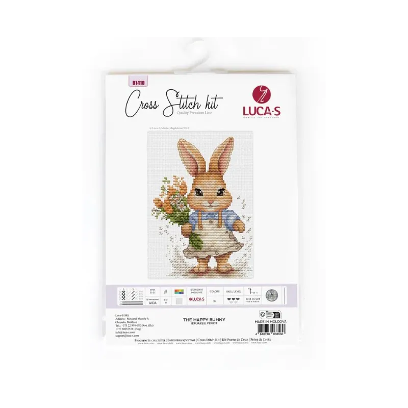 Kit au point de croix compté "Le lapin heureux" 10x14cm SB1410