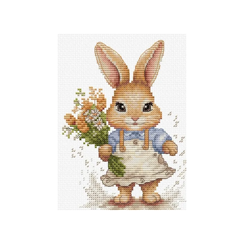 Kit au point de croix compté "Le lapin heureux" 10x14cm SB1410