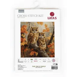 Kit de point de croix compté "La famille des hiboux" 27x29cm SBU5045