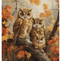 Zählkreuzstich-Set "Die Eulenfamilie" 27x29cm SBU5045