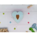 Etui à aiguilles en bois. Coeur bleu KF056/100B