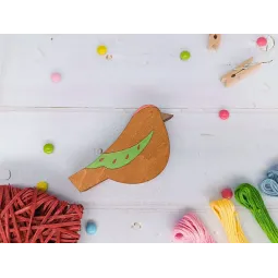 Деревянный игольный футляр. Птица зеленая KF056/110-2