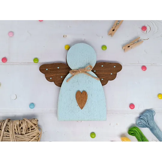 Деревянный ящик для бусин. Голубой ангел KF027/100B