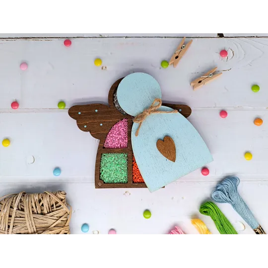 Деревянный ящик для бусин. Голубой ангел KF027/100B