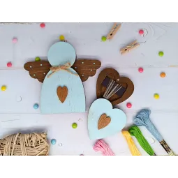 Medinė dėžutė karoliukams. Mėlynas angelas KF027/100B