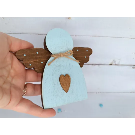 Деревянный ящик для бусин. Голубой ангел KF027/100B