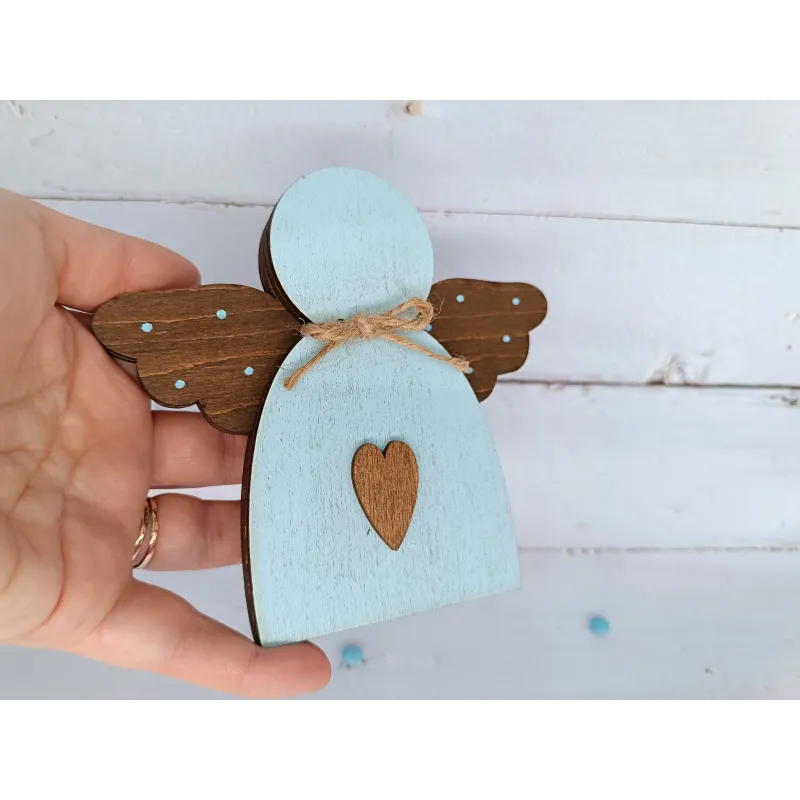 Деревянный ящик для бусин. Голубой ангел KF027/100B