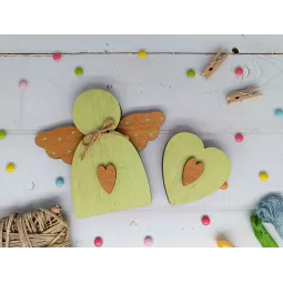 Деревянная коробка для бусин. Зеленый ангел KF027/100G