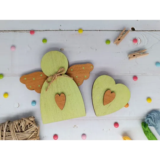 Деревянная коробка для бусин. Зеленый ангел KF027/100G