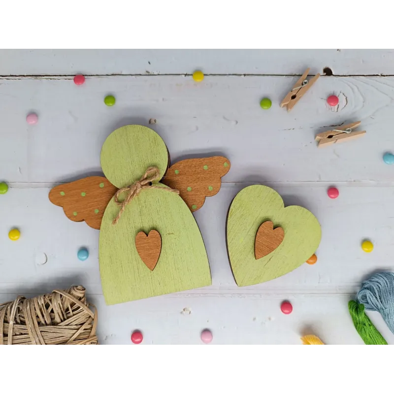 Деревянная коробка для бусин. Зеленый ангел KF027/100G