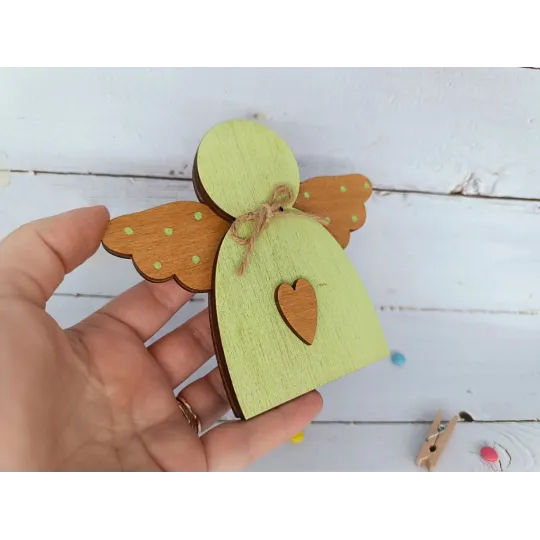 Деревянная коробка для бусин. Зеленый ангел KF027/100G