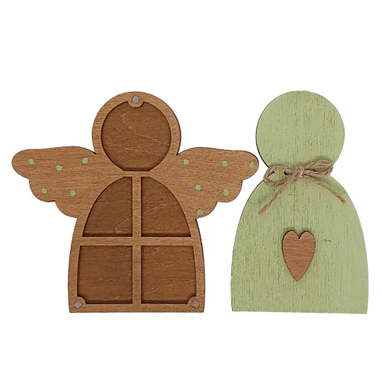 Medinė dėžutė karoliukams. Žalias angelas KF027/100G