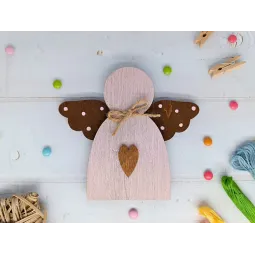 Деревянная коробка для бусин. Розовый ангел KF027/100P