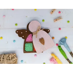 Деревянная коробка для бусин. Розовый ангел KF027/100P