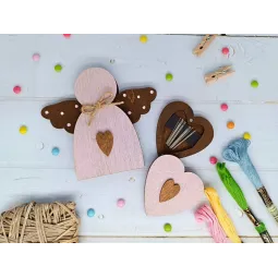 Деревянная коробка для бусин. Розовый ангел KF027/100P