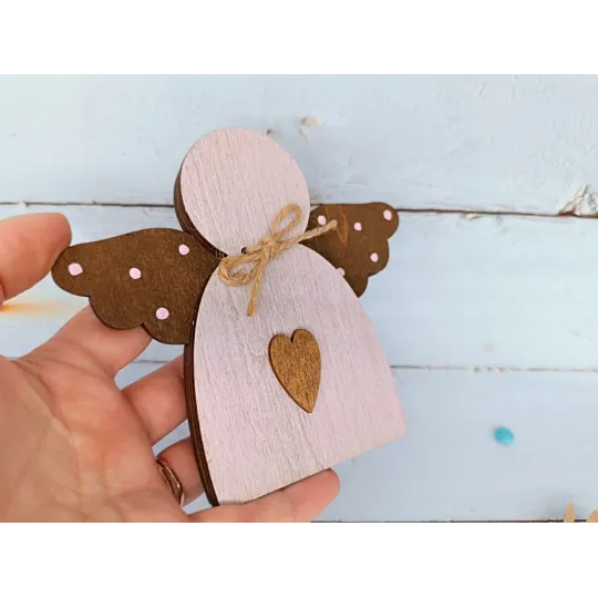 Holzkasten für Perlen. Rosa Engel KF027/100P