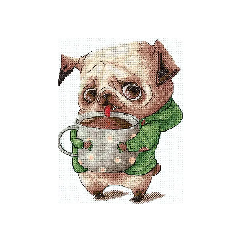 Cross-stitch kit "Coffee lovers. Pug" SANK-63