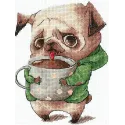 Cross-stitch kit "Coffee lovers. Pug" SANK-63