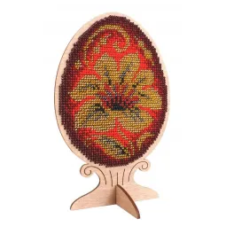 Вышивка крестиком на деревянной основе „Бисером яйцо. Хохломская роспись SO-110