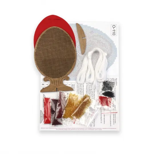 Kreuzstich auf Holzsockel „Perlenei. Khokhloma-Malerei SO-110