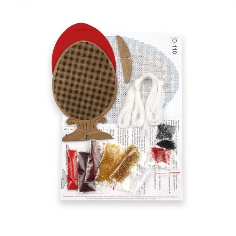 Kreuzstich auf Holzsockel „Perlenei. Khokhloma-Malerei SO-110